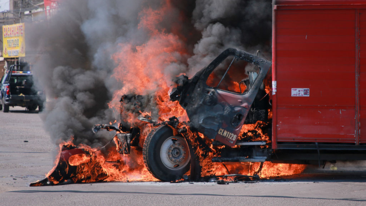 Fire started following cartel violence in Mexico