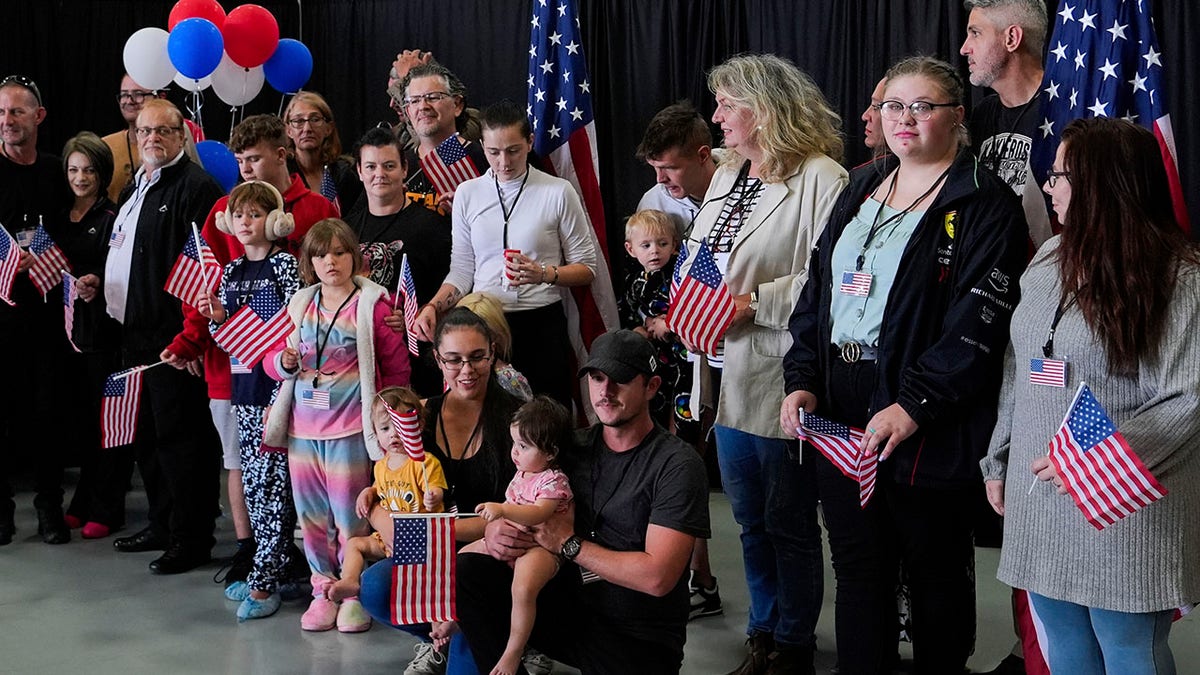 frikaner refugees South Africa arrive, Monday, May 12, 2025, astatine  Dulles International Airport successful  Dulles, Va. 