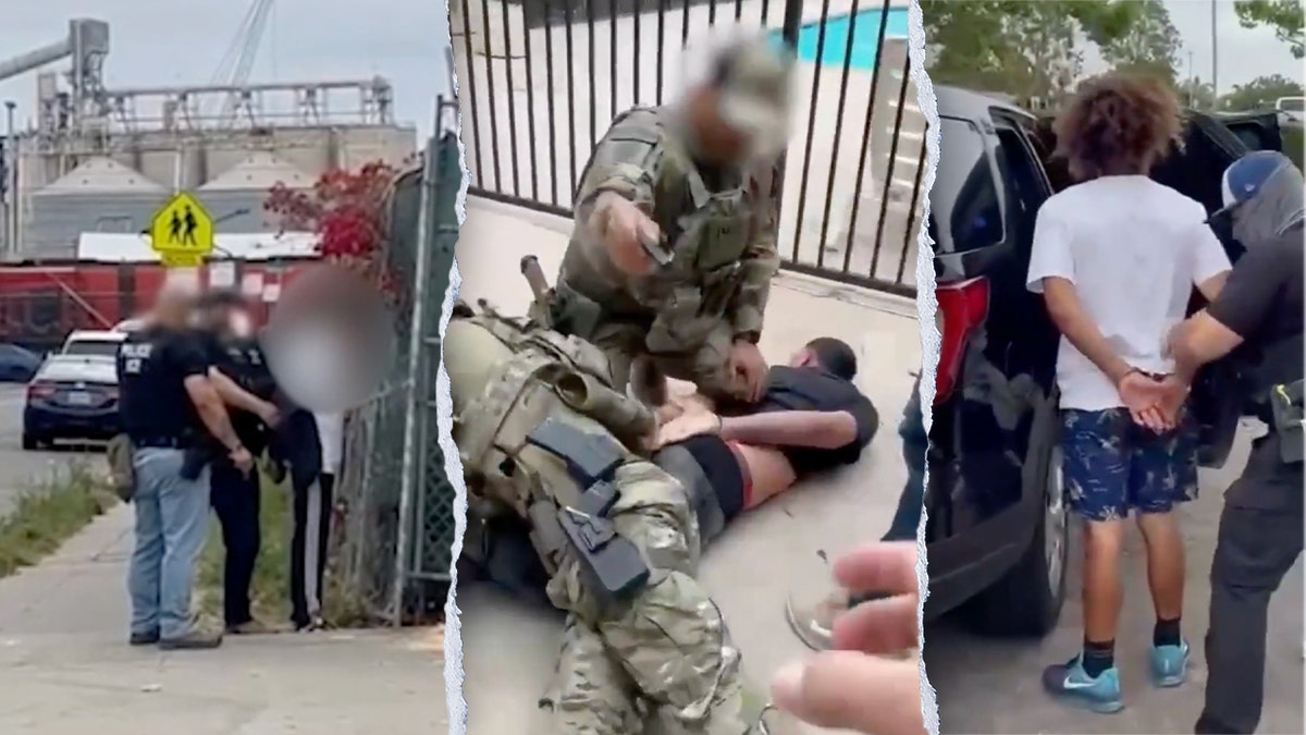 In a video shared by ICE, agents enforcing a mass arrest in San Diego on May 29 can be seen confiscating a knife from the unnamed illegal alien.