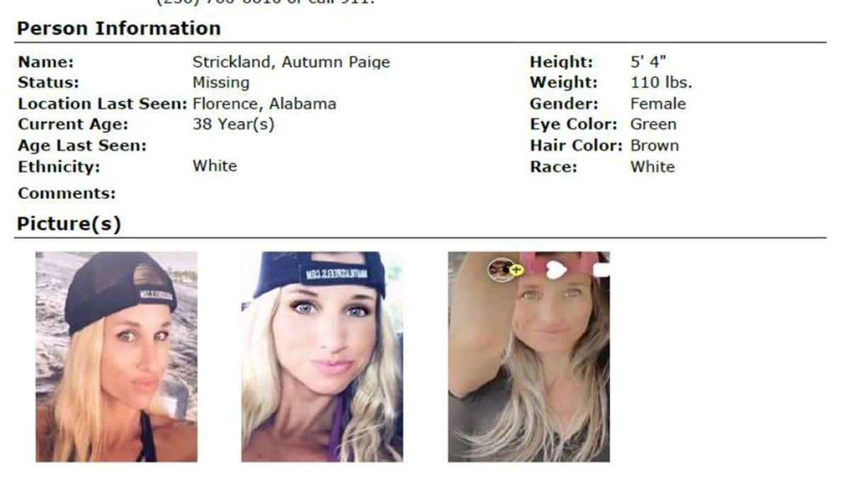 Autumn Paige Strickland missing poster