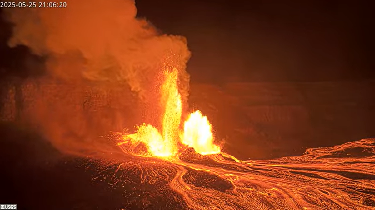 Overnight lava surges from volcano