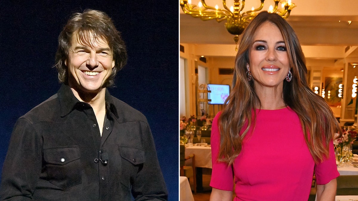 A split image of Tom Cruise and Elizabeth Hurley