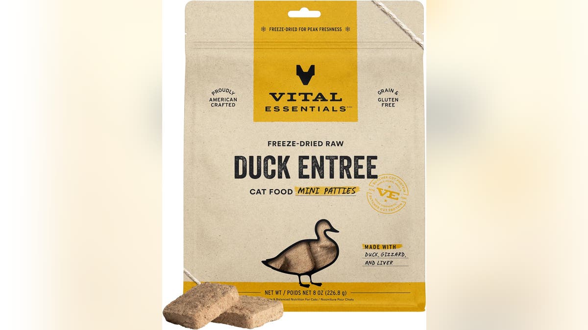 This feeding supplement is duck flavored.