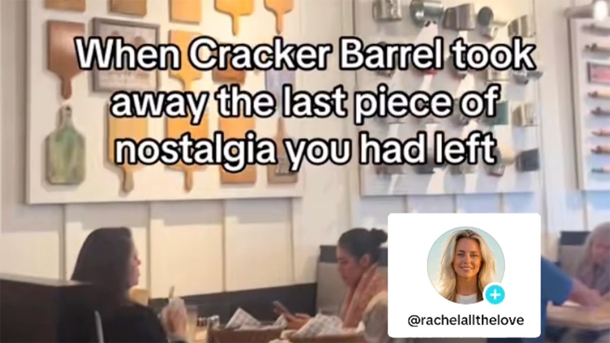 Hold the screen from the Tiktok video that says, "When Cracker Barrel took the last piece of nostalgia that you left."