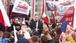 Karol Nawrocki, presidential candidate supported by the Law and Justice party, attends a campaign rally on May 29, 2025 in Katowice, Poland. Second round of presidential elections in Poland will take place on June 1st. Nawrocki will compete with Rafal Trzaskowski, pro-European ruling party's candidate.