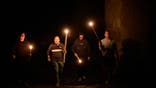 holding torches during power outage