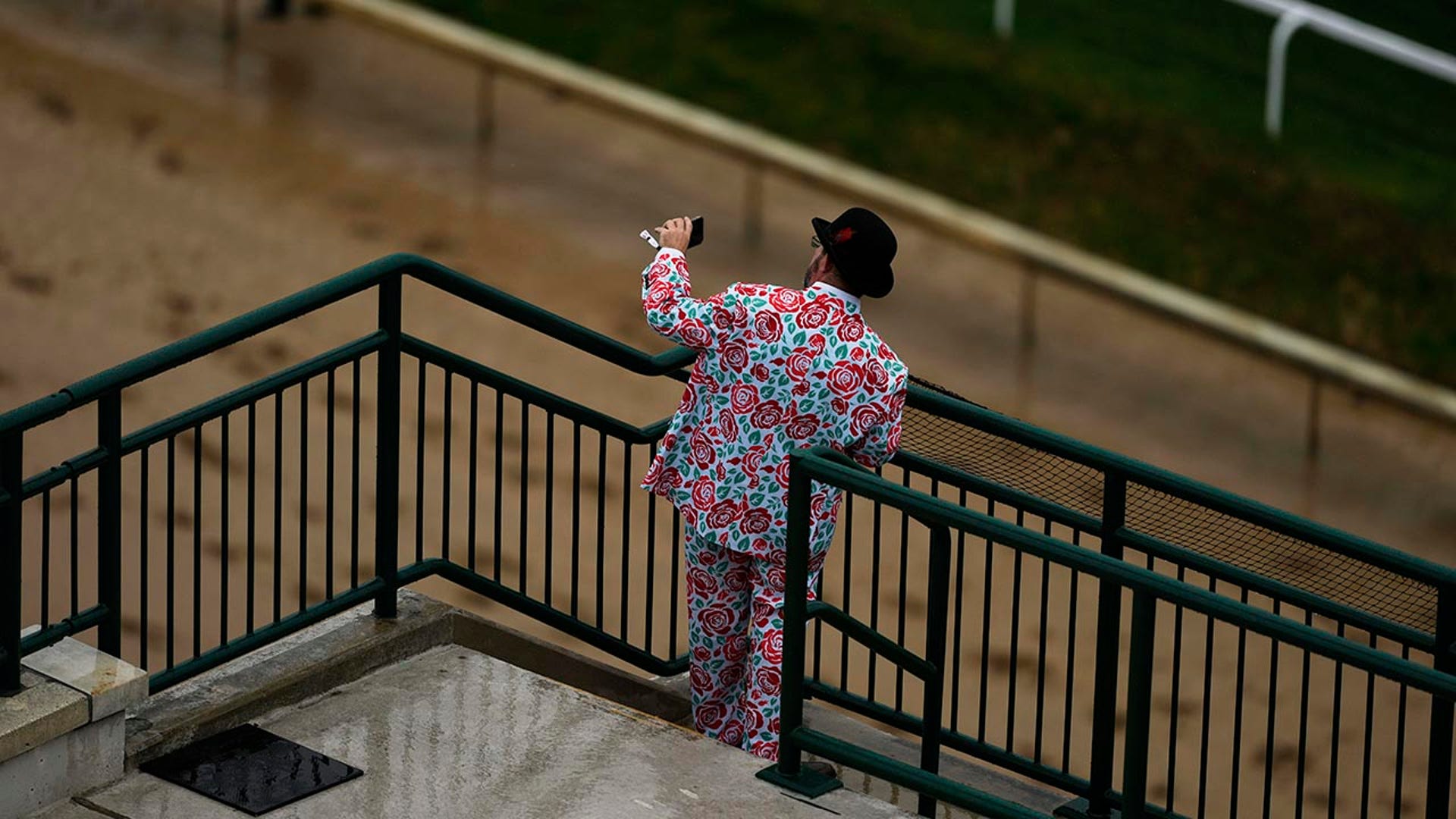 A person looks on track