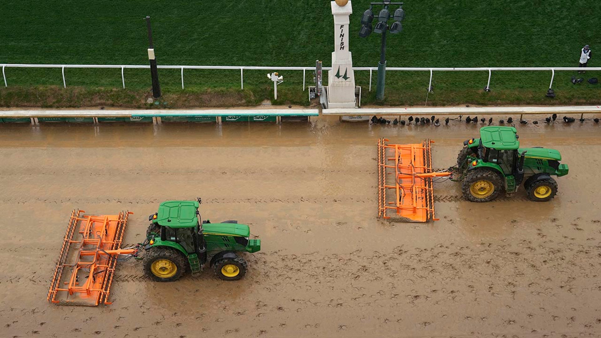 Tractors prepare track