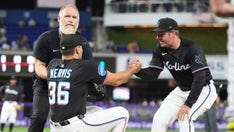 Marlins' Matt Mervis suffers brutal hit in the groin after missed play