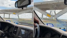 Texas driver catches dramatic partial overpass collapse on video