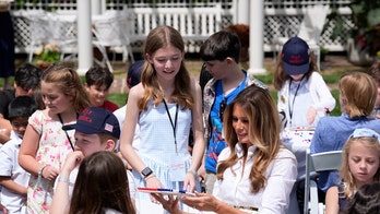 First lady Melania Trump welcomes children to White House for work day celebration