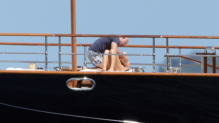 Jeff Bezos and Lauren Sanchez lounging 