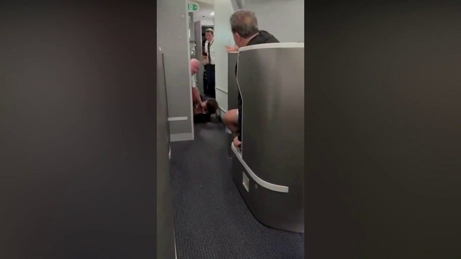 American Airlines passenger restrained, knocked to floor while barging into cockpit: video