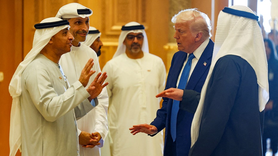 U.S. President Donald Trump speaking at a business forum in Abu Dhabi