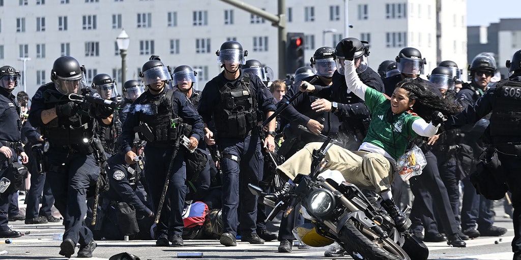 Los Angeles riot and protests put some NFL caliber tackles on display: WATCH