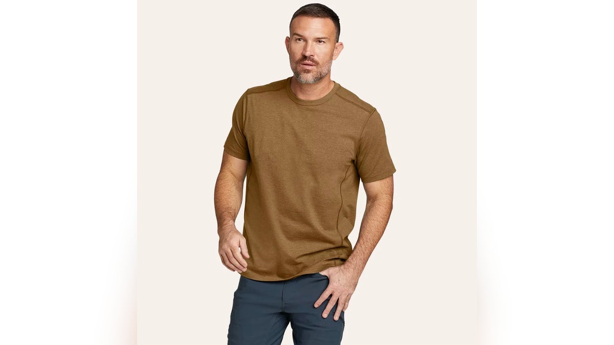 This versatile t-shirt is sustainably made and adventure-ready. 