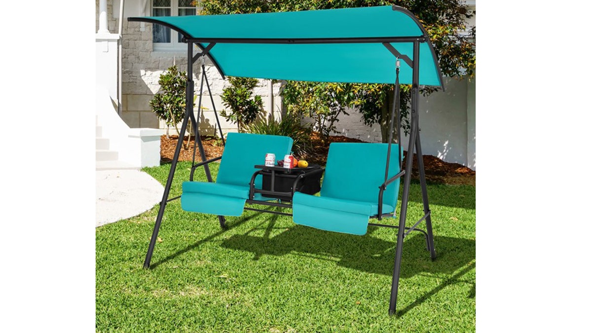 This porch swing has a cooler built in.?