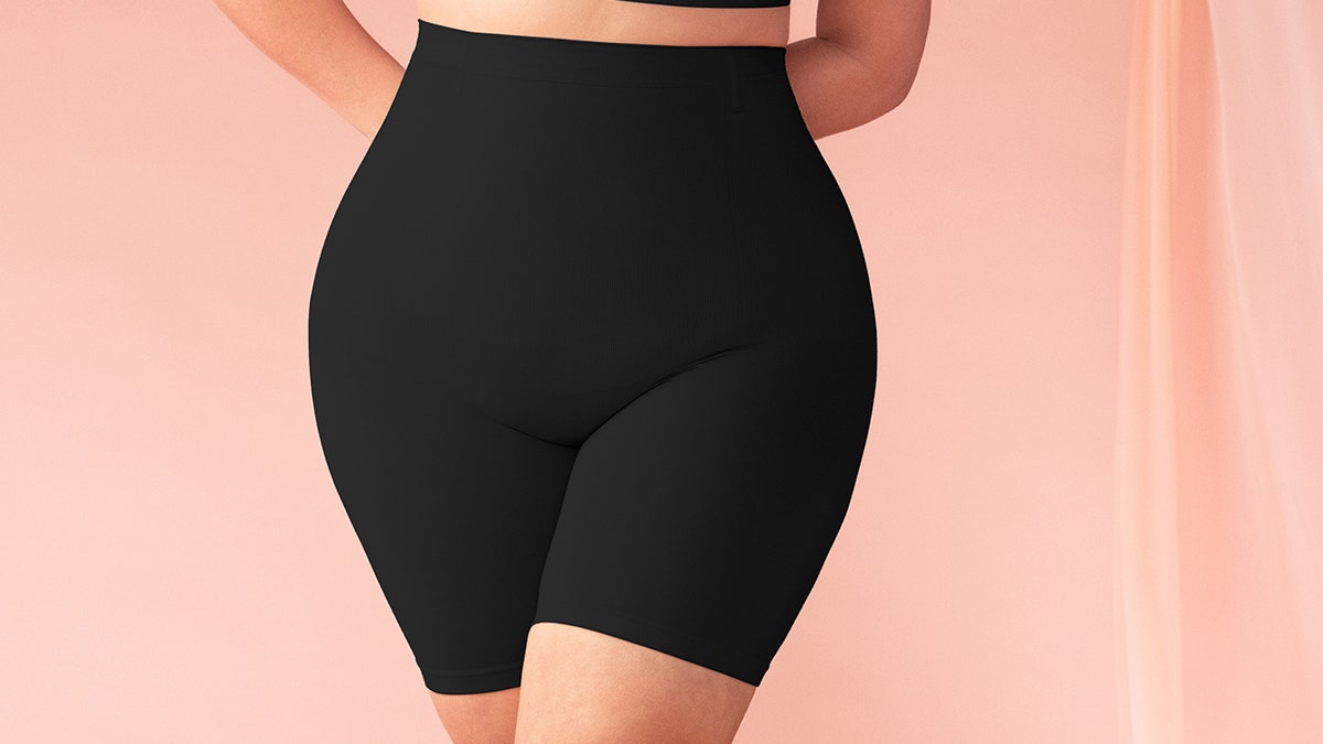 These biker-style shorts connection    tummy-to-thigh coverage, preventing chafing and providing all-over control.