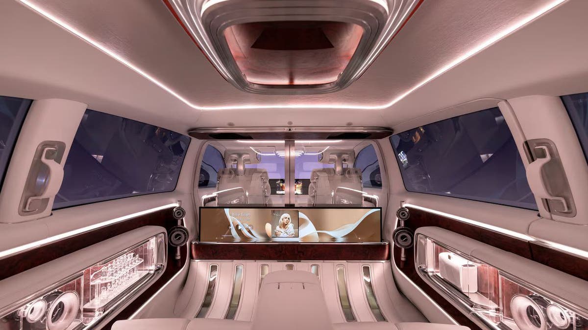 Luxury Mercedes electric van with 65-inch screen, 42 speakers