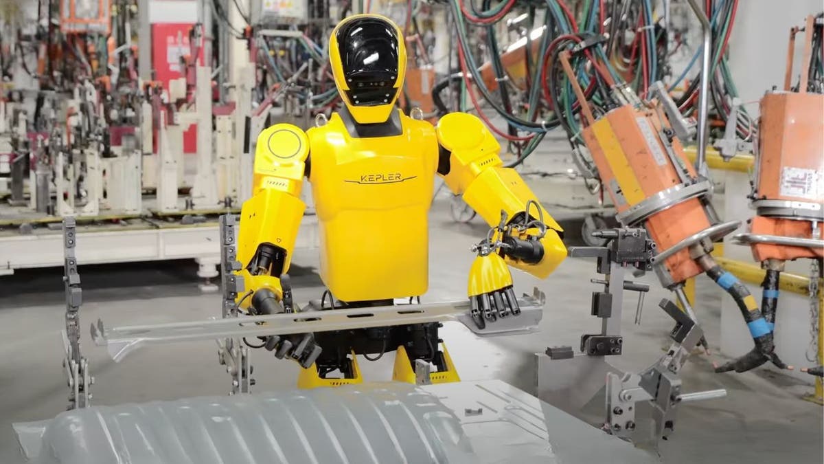 Forerunner K2 "Bumblebee" humanoid robot at the SAIC-GM automotive plant.
