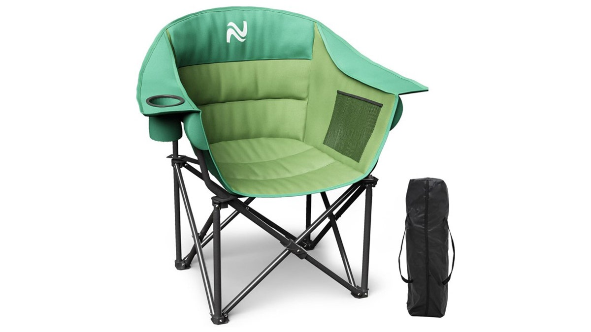 Relax easier in a padded camping chair.