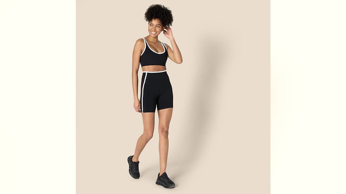 These biker shorts have a contrast trim.
