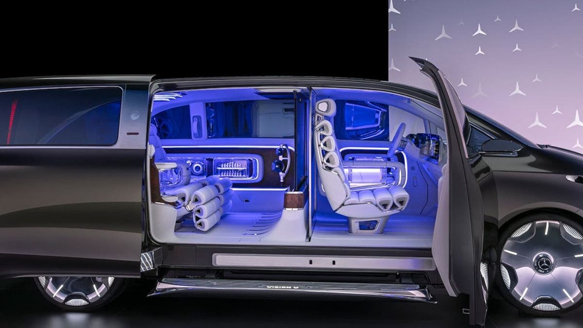 Luxury Mercedes electric van with 65-inch screen, 42 speakers