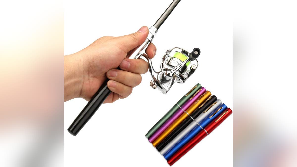 Your dad can take this mini fishing rod with him anywhere.?