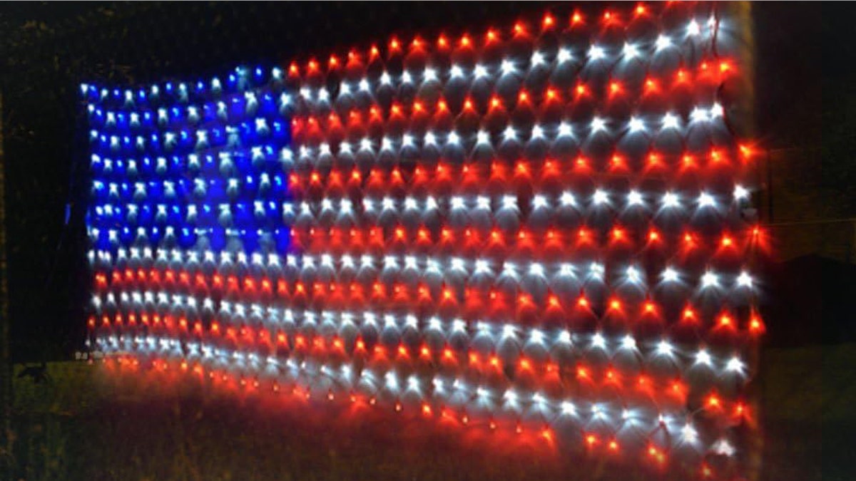 Brighten up your yard with American flag lights.