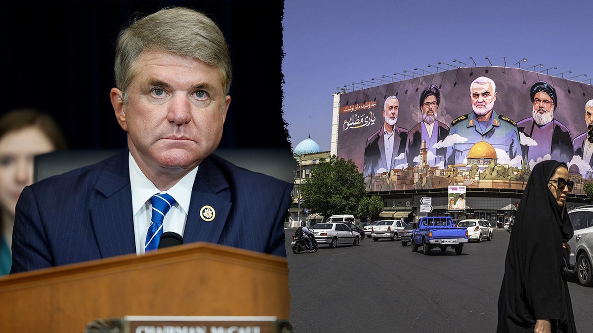 Michael McCaul and a picture of Tehran