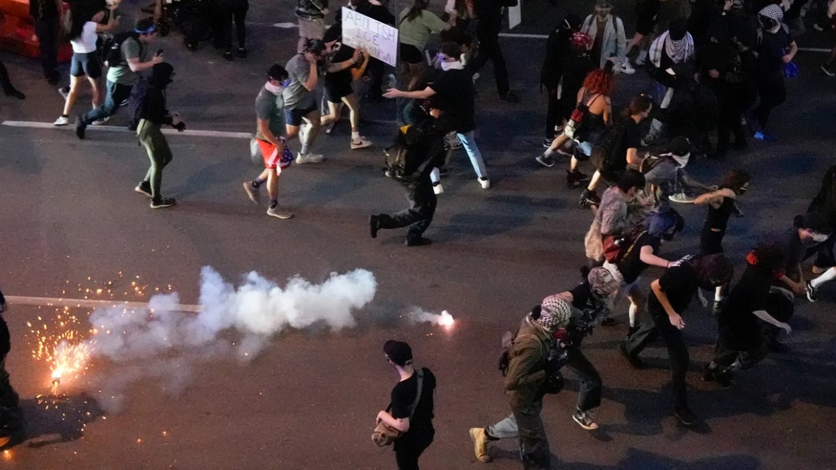 State troopers use chemical irritants to try to disperse a crowd of protesters near the J.J. Pickle Federal Building at a protest in Austin to express opposition to federal immigration raids and show solidarity with demonstrators in Los Angeles Monday, June 9, 2025.