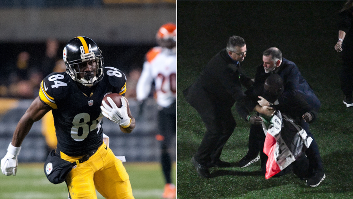 Antonio Brown and protester