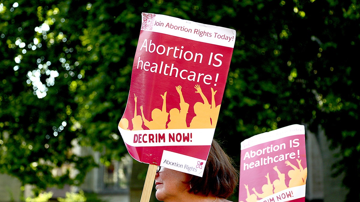 An "abortion rights" sign at a protest