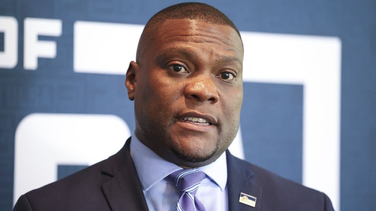 Tulsa Mayor Monroe Nichols IV speaks during the Legacy event for the Tulsa Race Massacre on Sunday, June 1, 2025, at Greenwood Cultural Center in Tulsa, Okla. (AP Photo/Joey Johnson)