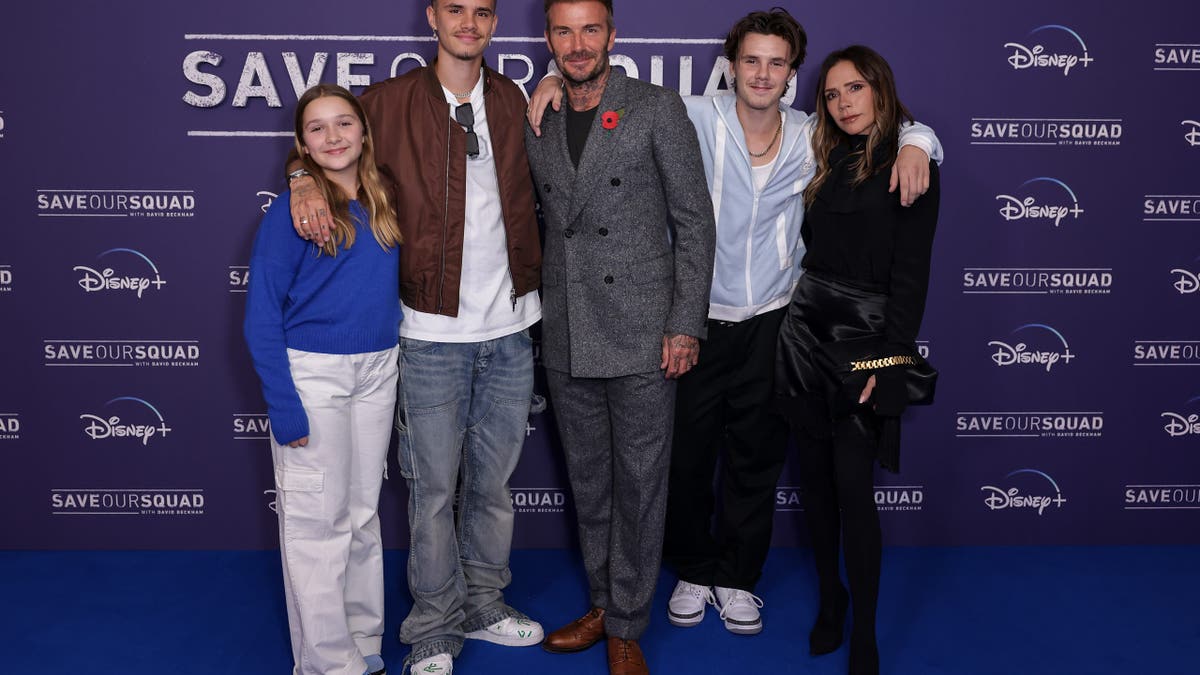 David and Victoria Beckham with three of their children.