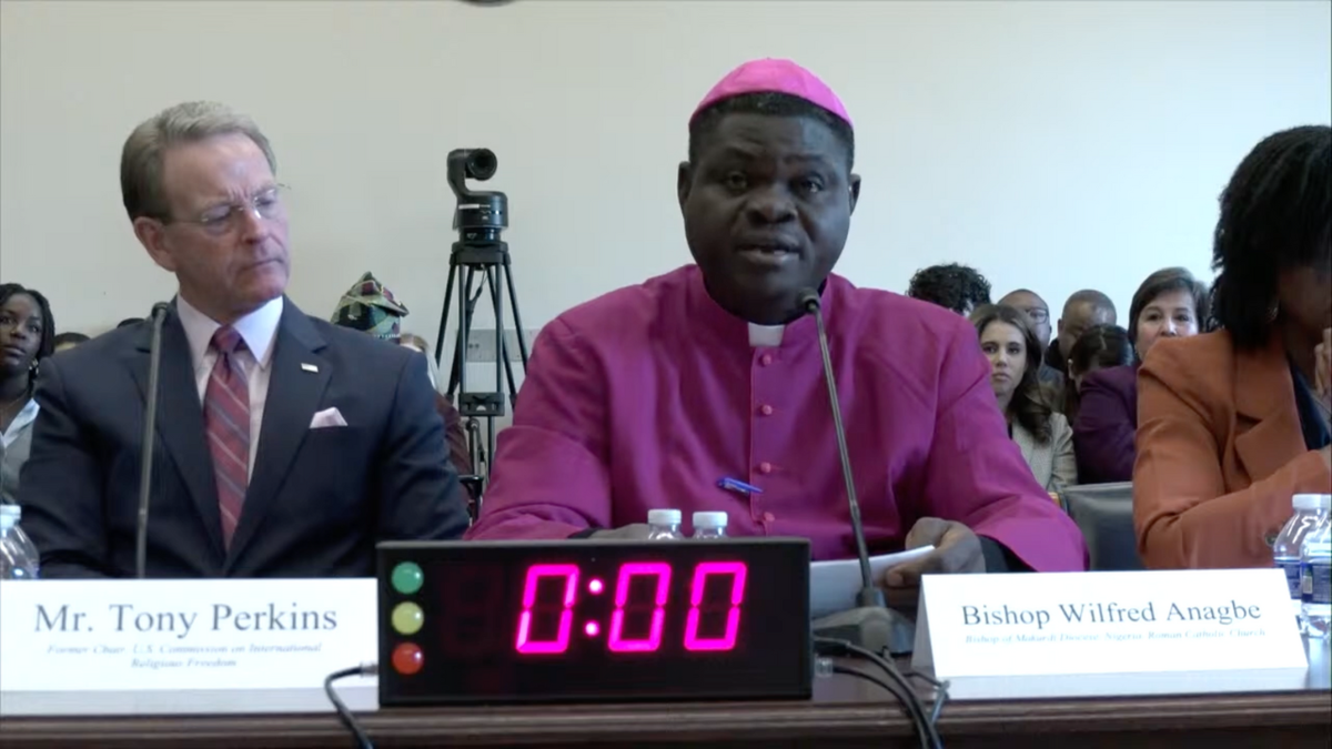 Bishop Wilfred Anagbe testifies at a House Africa Subcommittee hearing in March.