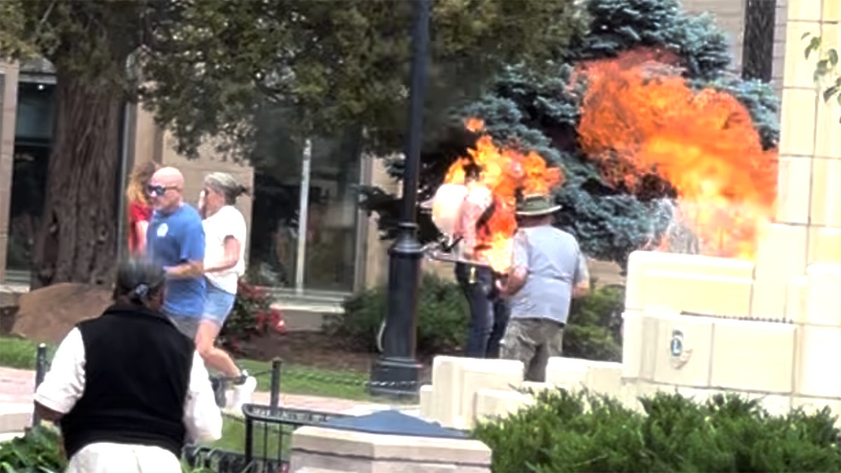 A terrorist throws a Molotov cocktail into a group of pro-Israel marchers in Boulder, Colorado