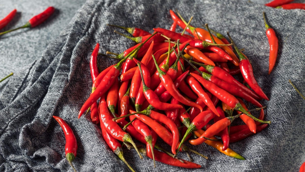 Red thai chili pepper display