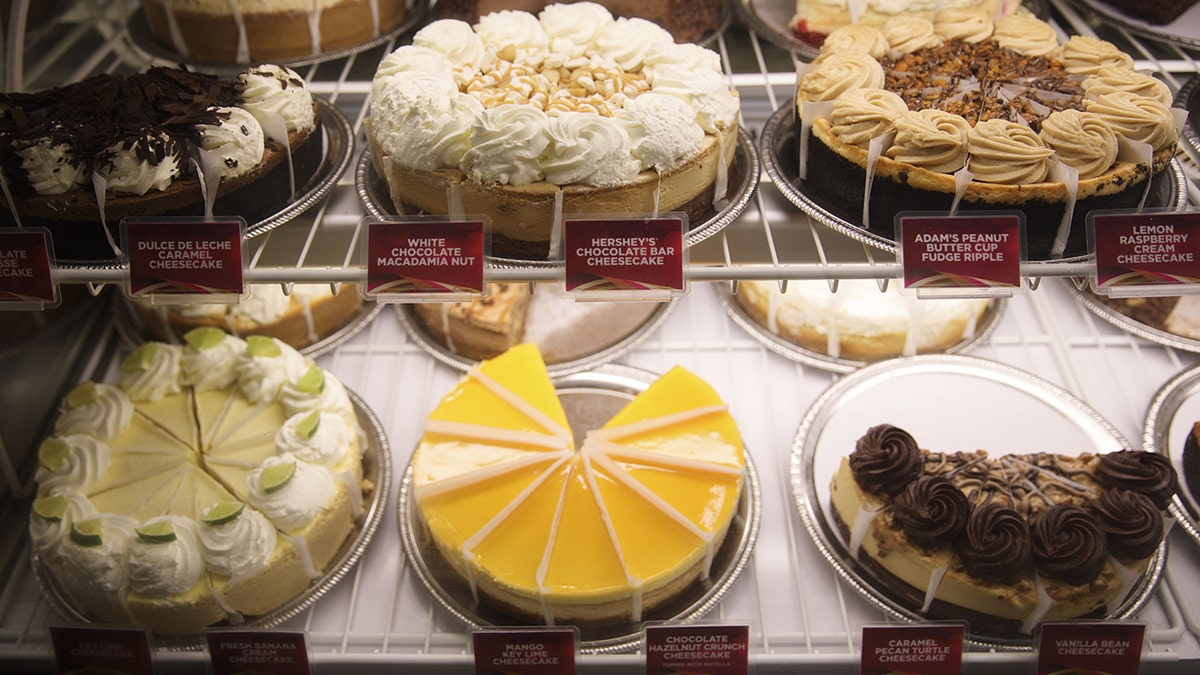 Cheesecakes are on display at a Cheesecake Factory restaurant in 2017.