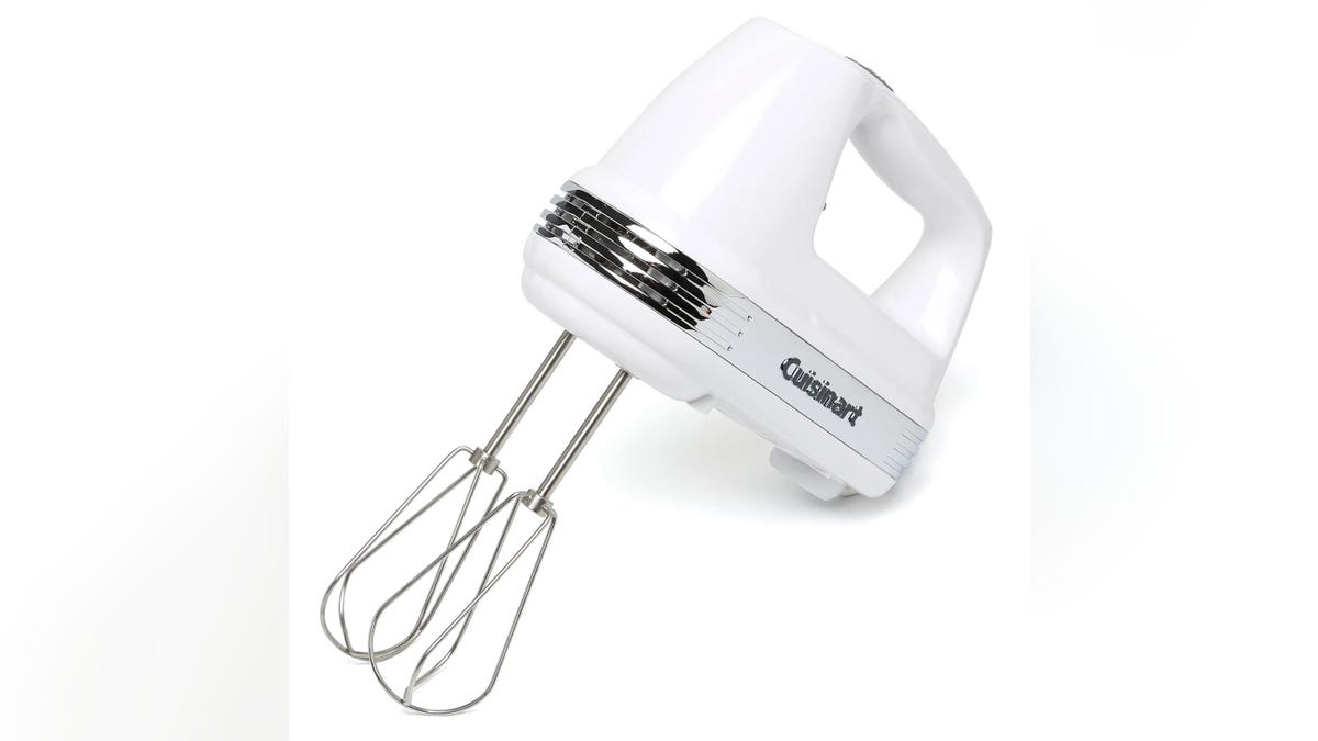 Whip up kitchen delicacies with this handheld blender.