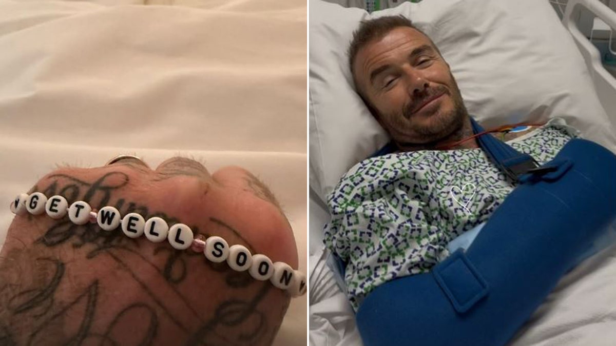 Split of David Beckham and his get well soon bracelet