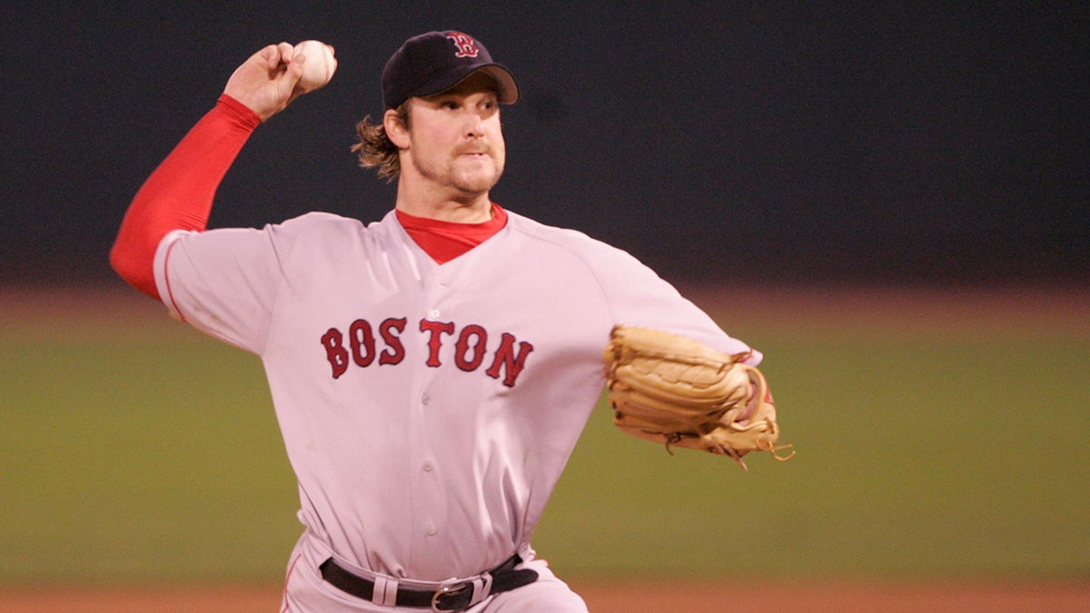 Derek Lowe with the Red Sox