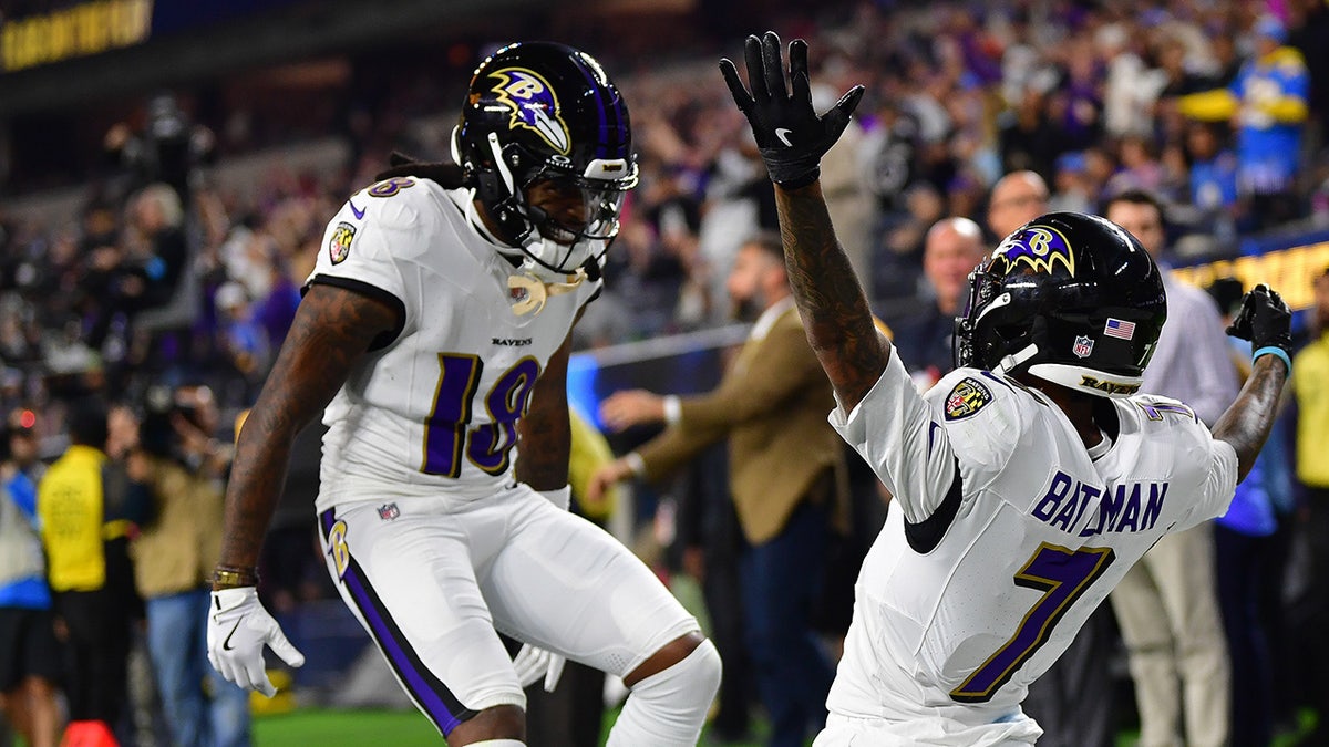 NRashod Bateman celebrates with Diontae Johnson