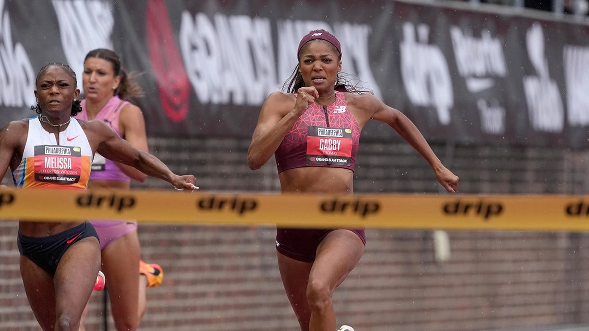 Gabby Thomas competes