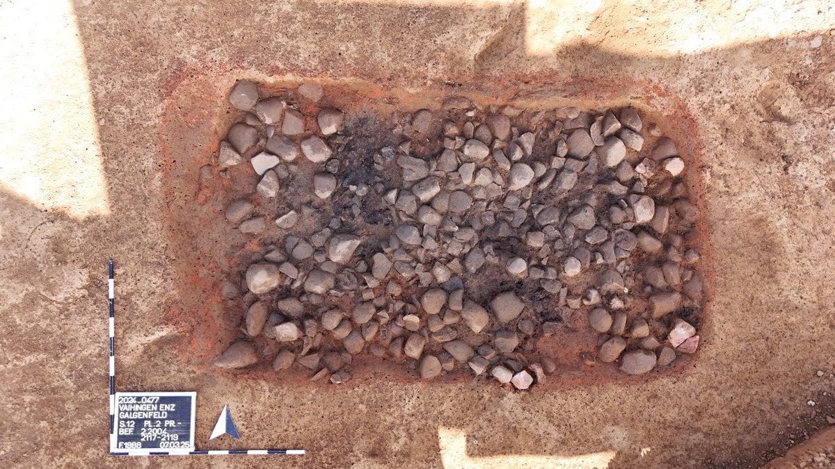 Grave pit during excavation