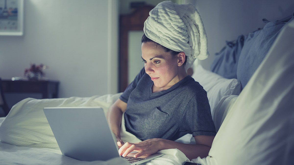A towel in the female bed with hair