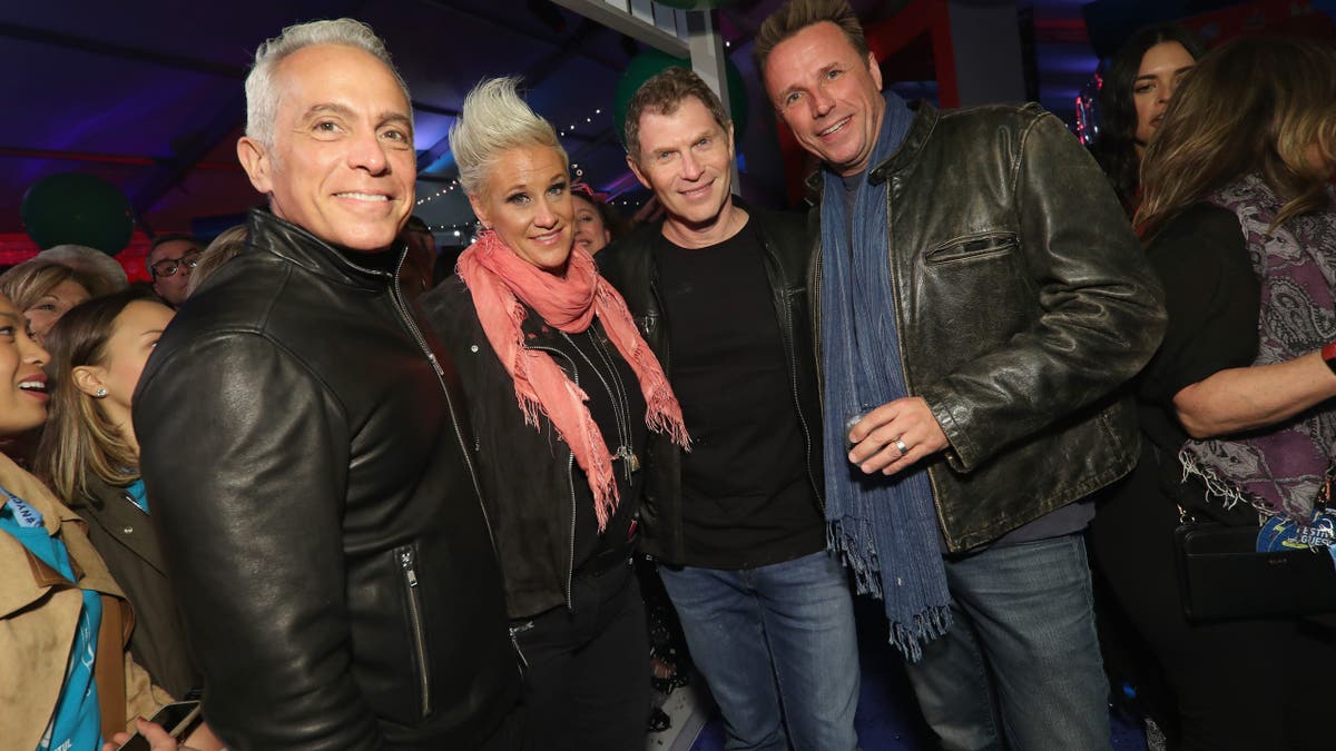 Geoffrey Zakarian, Anne Burrell, Bobby Flay, and Marc Murphy pose for photo at a Food Network event