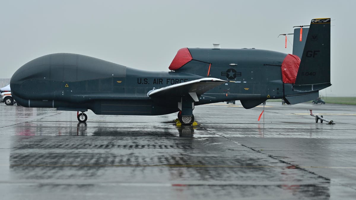 A RQ-4 Global Hawk is seen on the tarmac of the Yokota US air base in Tokyo, Japan, on May 21, 2022