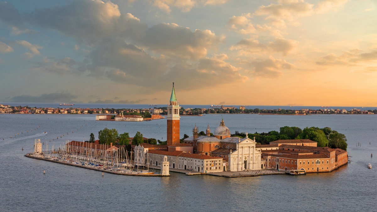 Overhead presumption of San Giorgio Island successful Venice, Italy