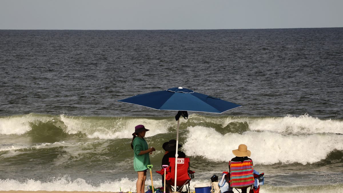 People lounging on beach